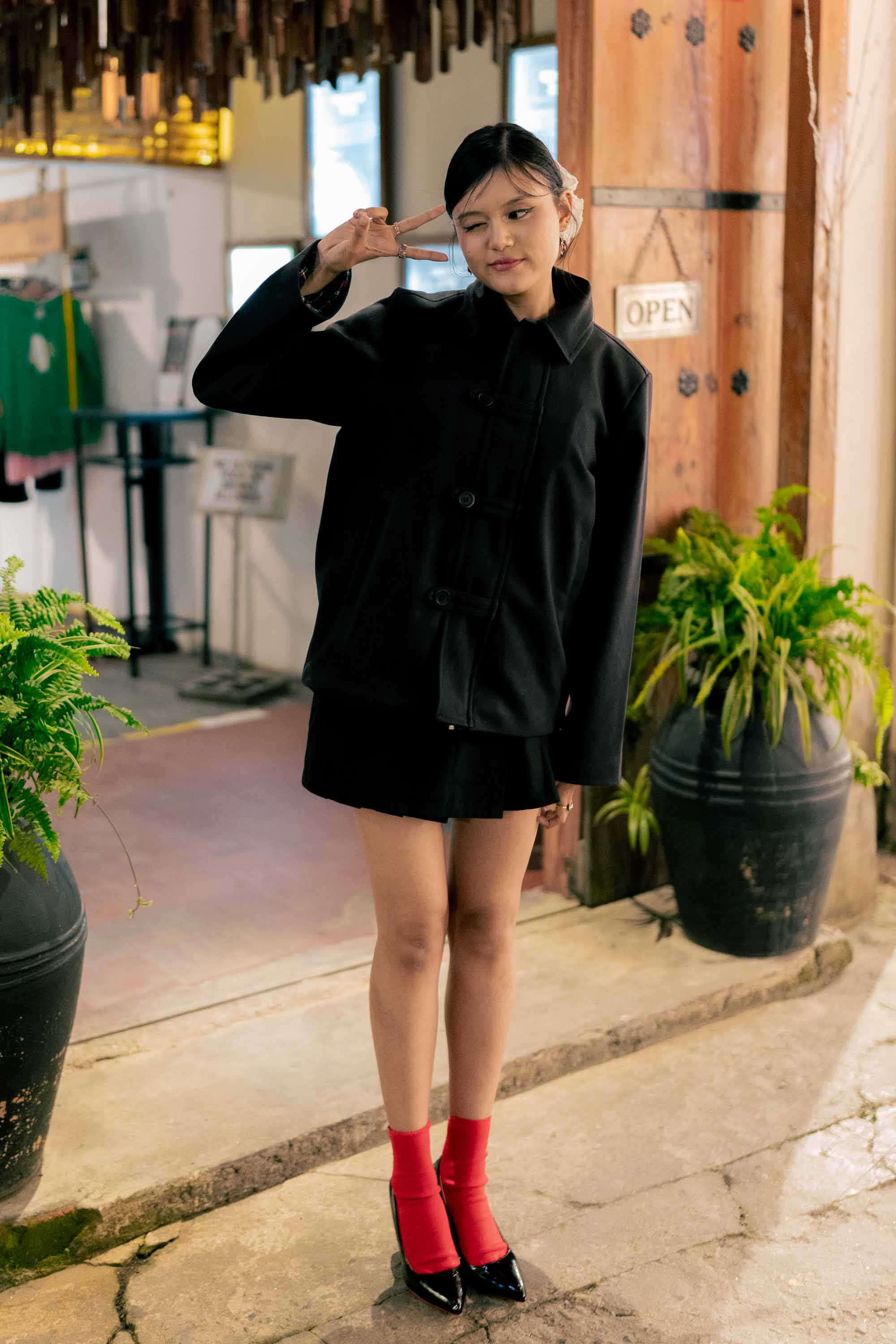 Raya Knot Button Coat