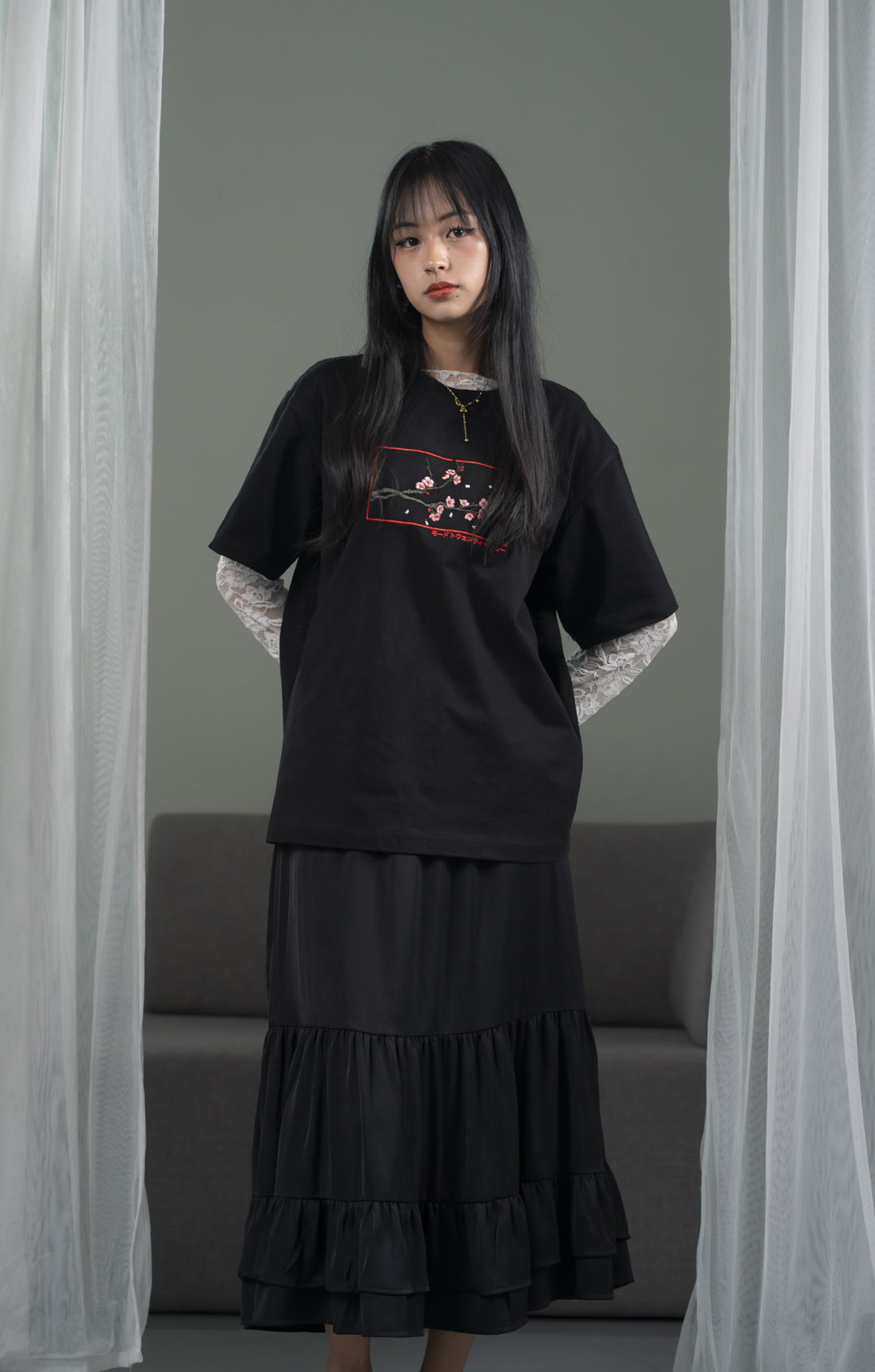 Sakura Black Tee
