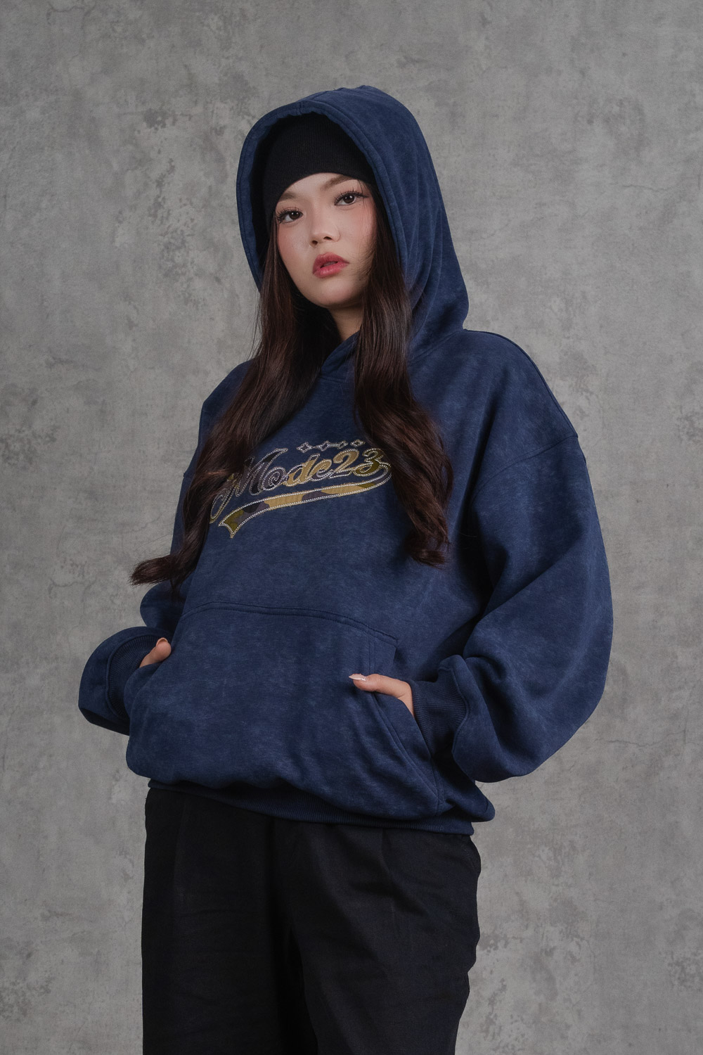 Blue Acid Wash Hoodie