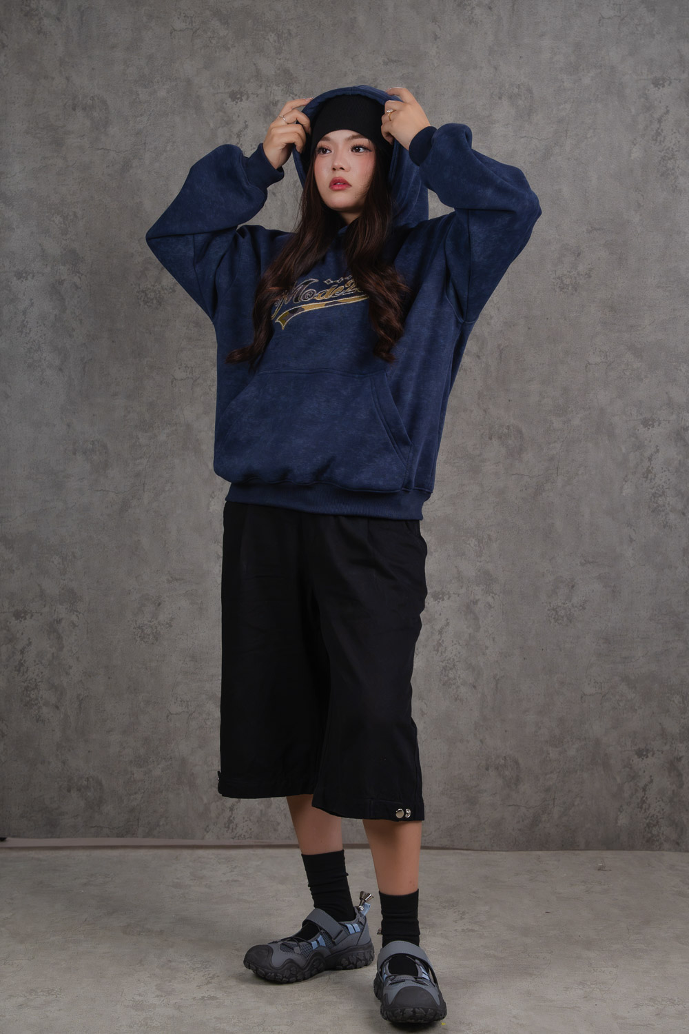 Blue Acid Wash Hoodie
