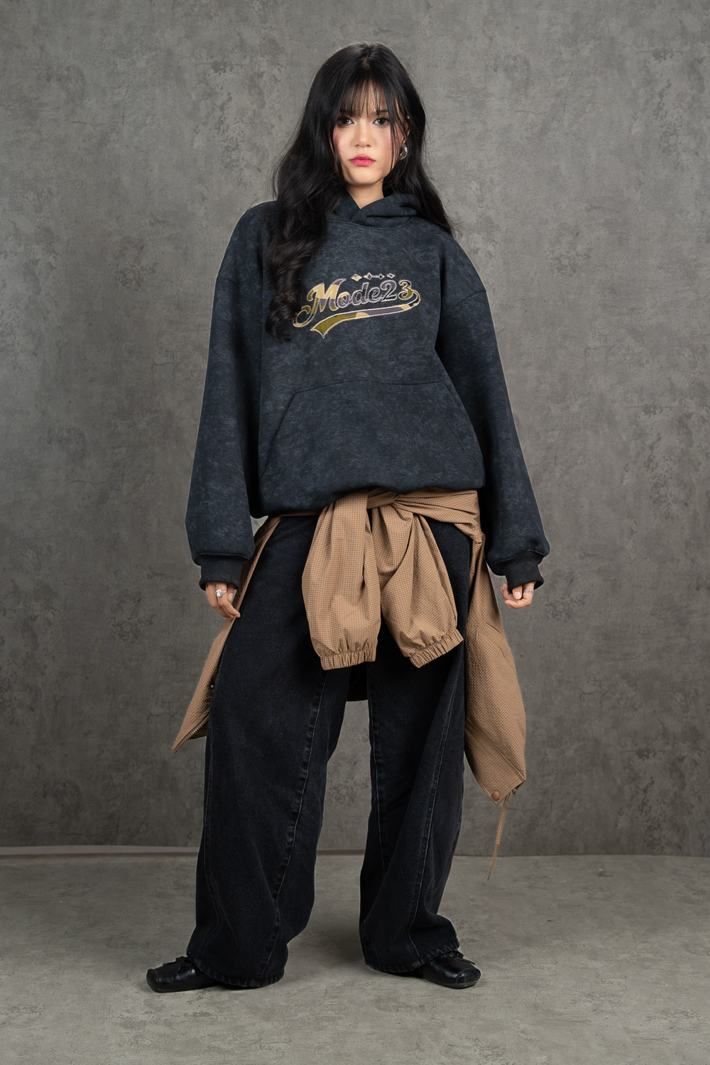 Black Acid Wash Hoodie