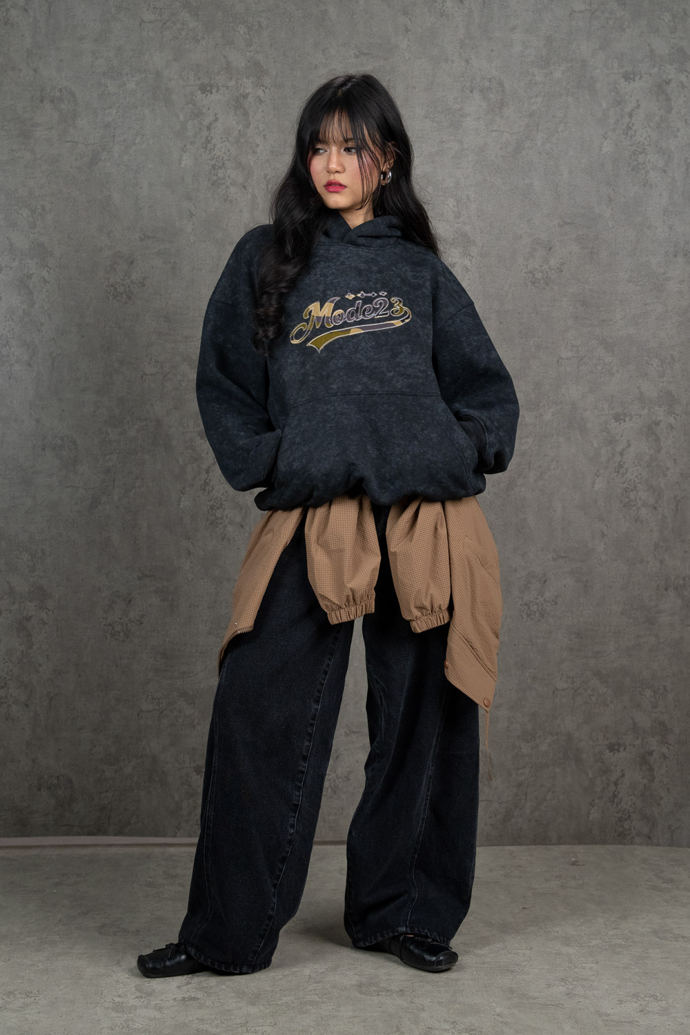 Black Acid Wash Hoodie