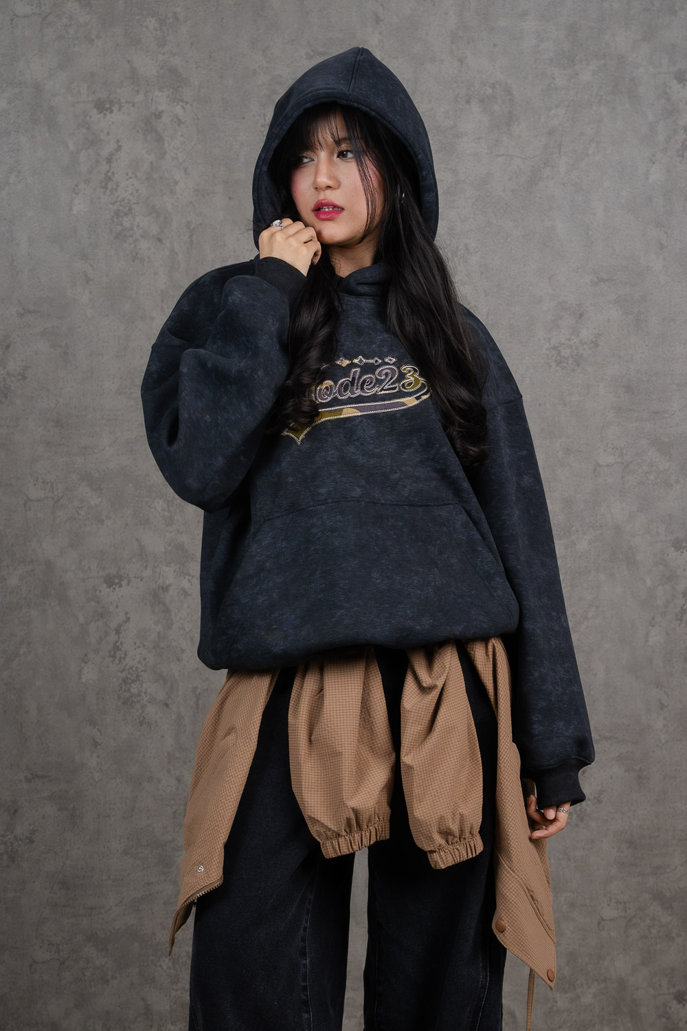 Black Acid Wash Hoodie