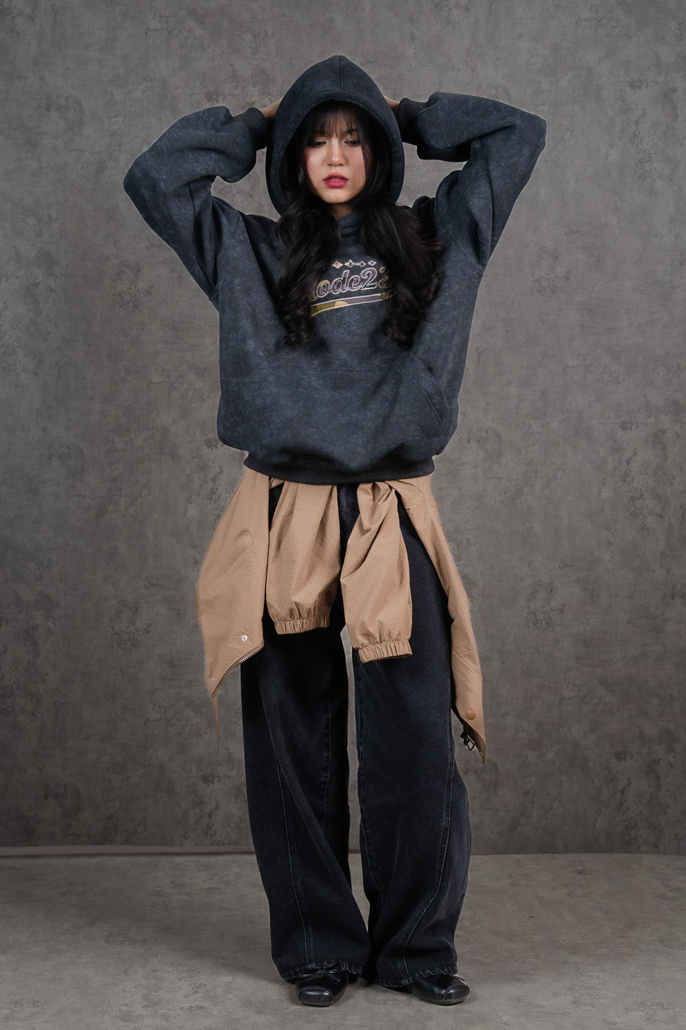 Black Acid Wash Hoodie