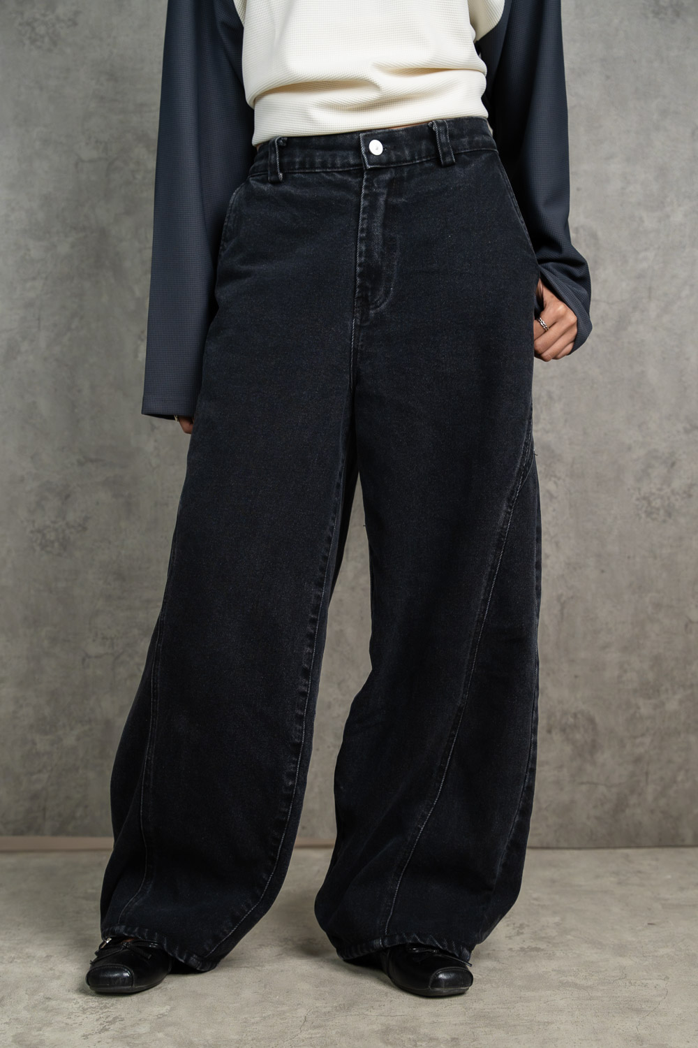 Mode Black Barrel Jeans