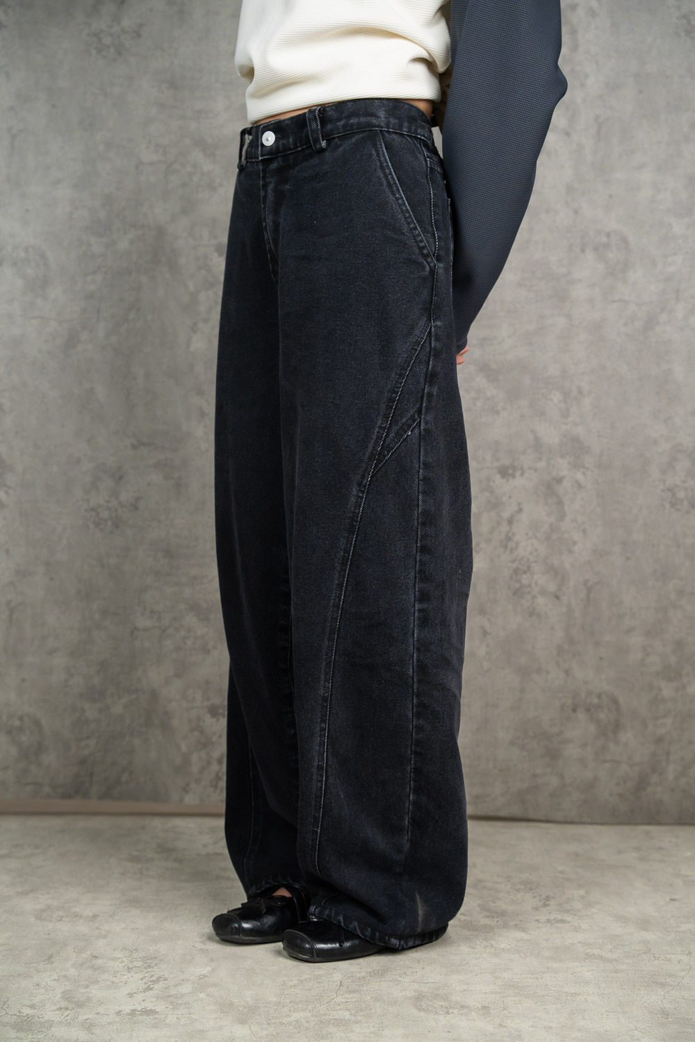 Mode Black Barrel Jeans