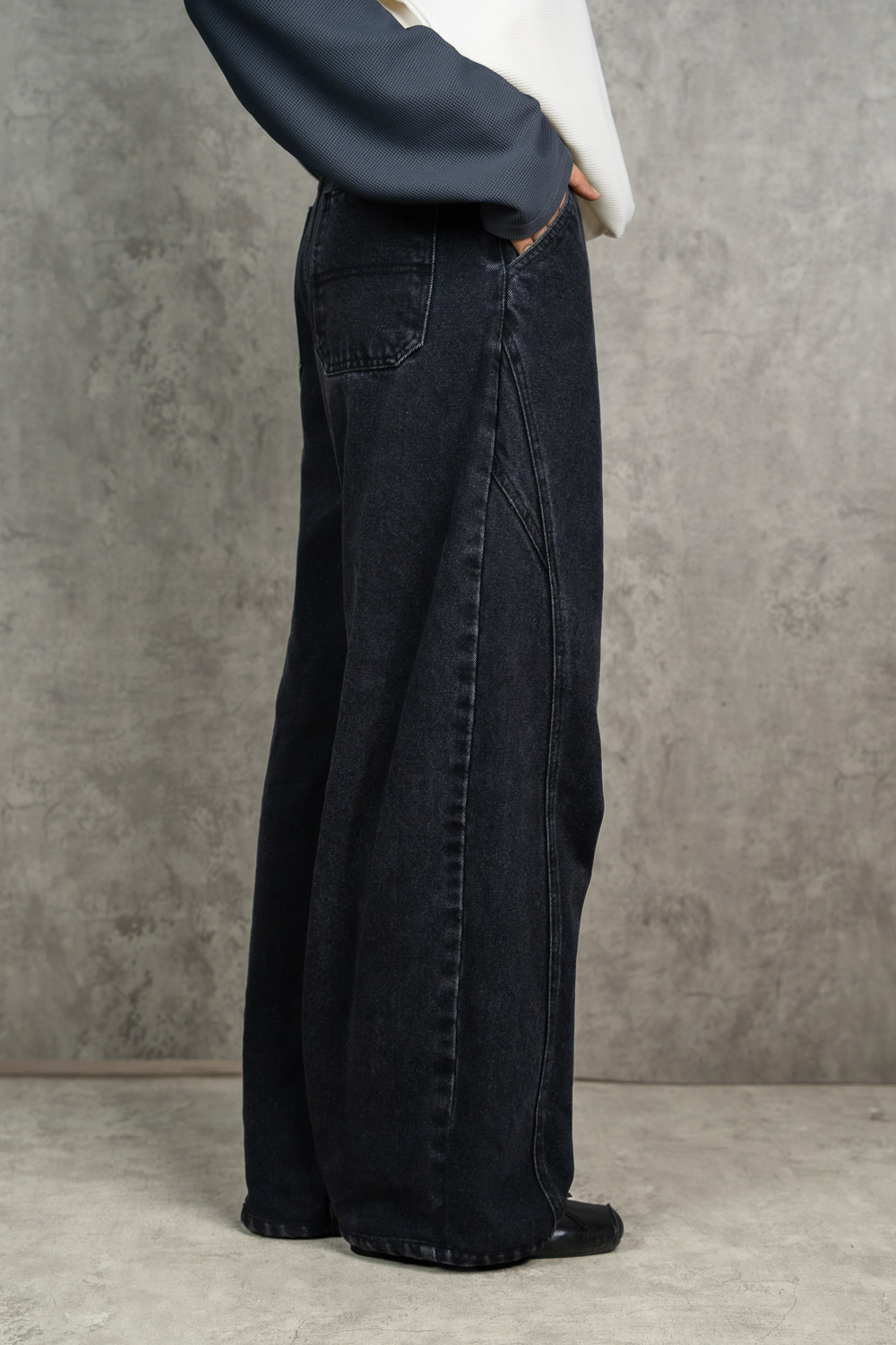 Mode Black Barrel Jeans