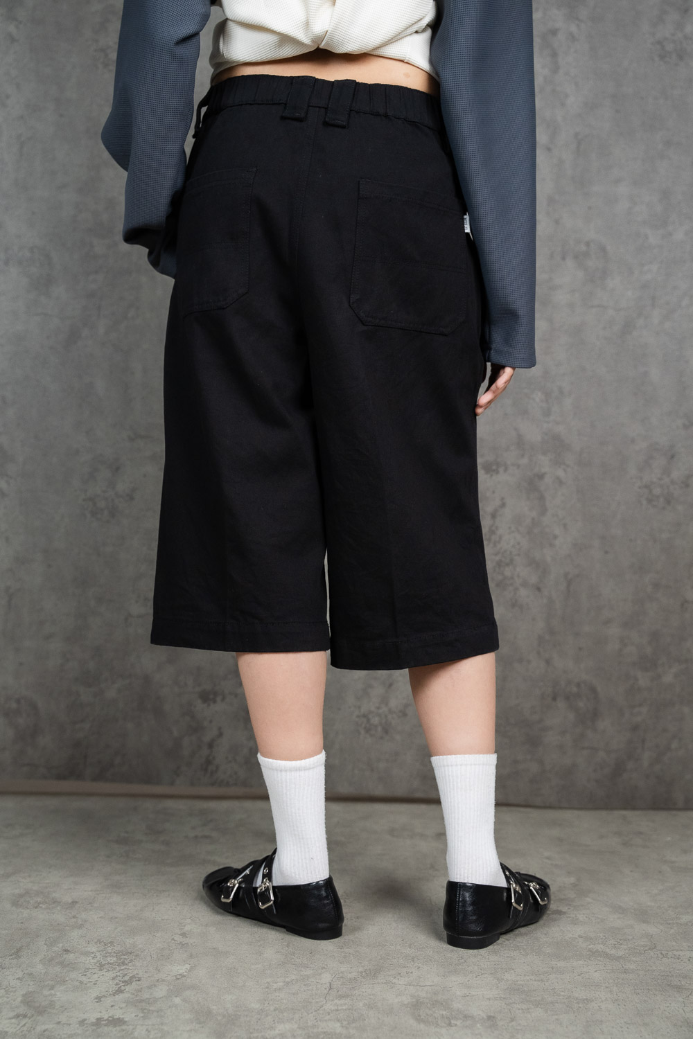 Mode23 Black Twill Shorts