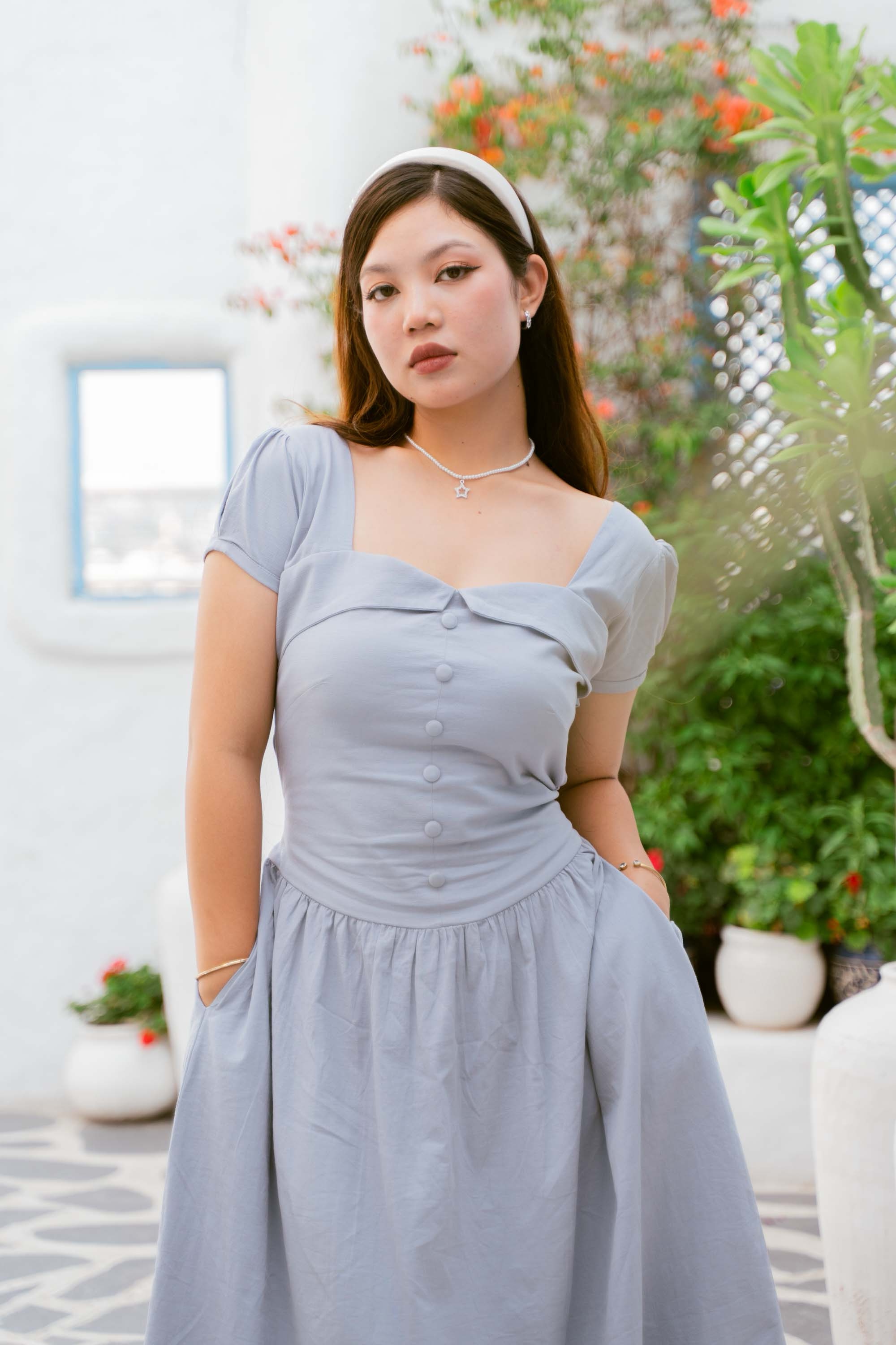 sachin and babi light blue dress Royal Blue V Neckline Beaded Dress 26058